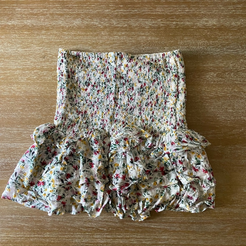Olivaceous Festive Floral Smocked Skirt